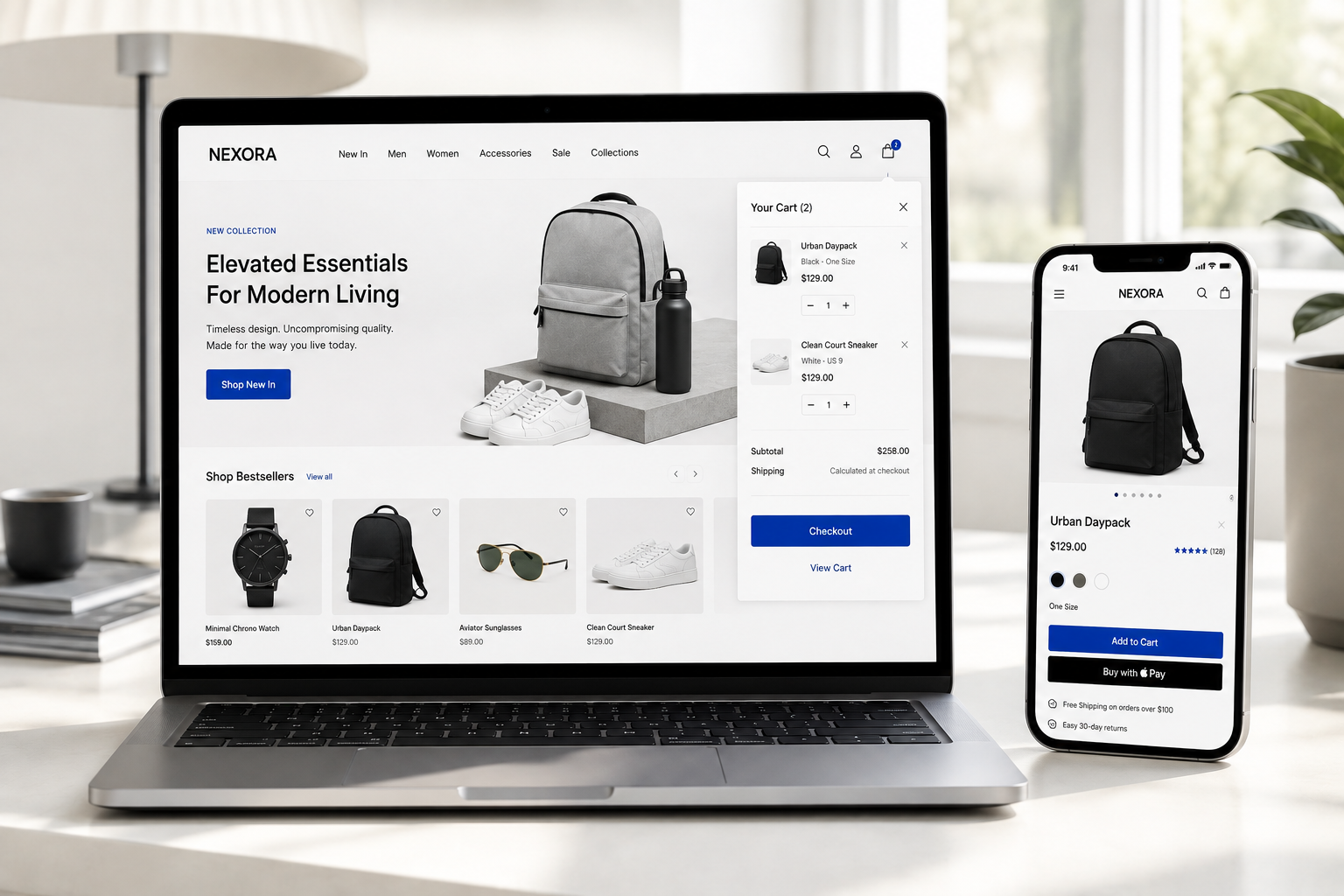 E-Commerce Online Store Mockup on Desktop and Mobile - Gilabs Studio