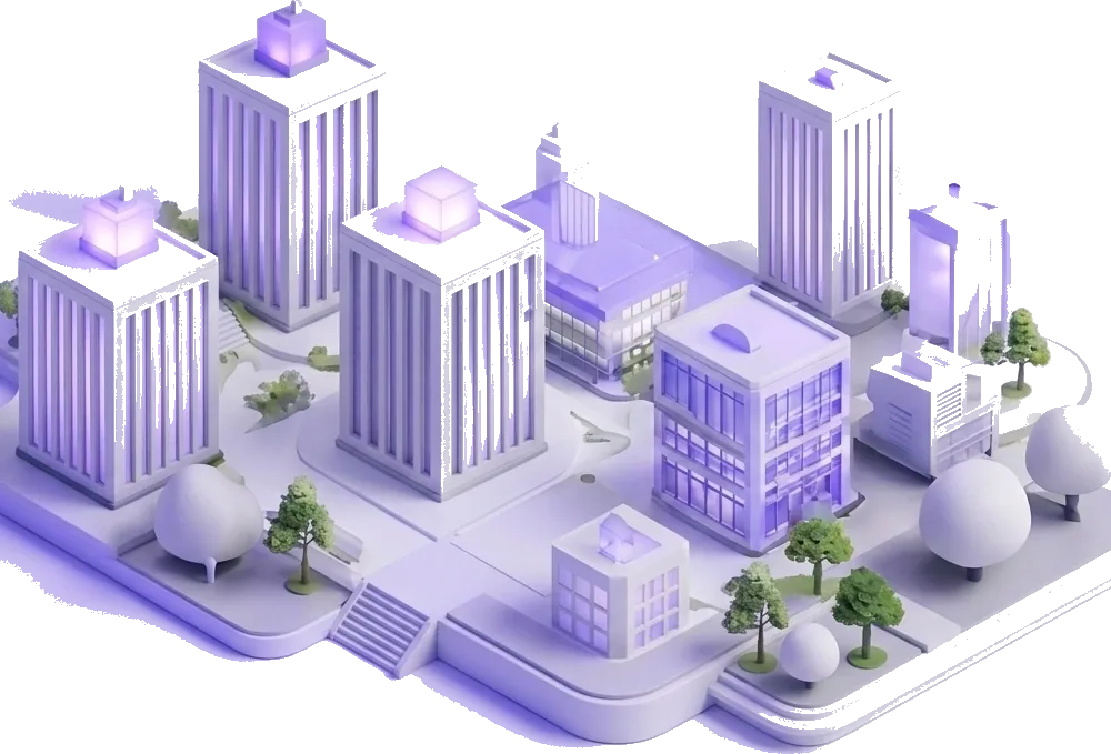 Cluster of modern buildings