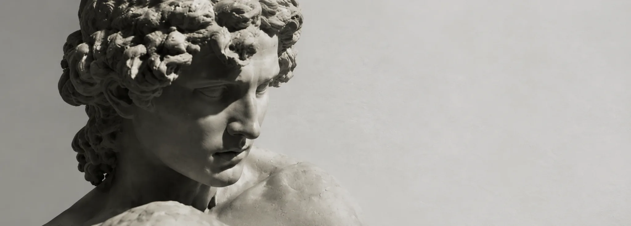 Contemplative Marble Bust in Stone Light